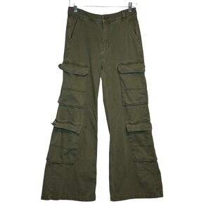 H&M Divided Cargo Pants Utility‎ Grunge 4 Olive Green Wide Leg Multi Pocket